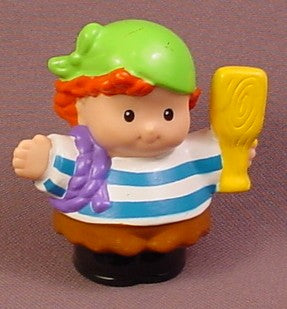 Fisher Price Little People 2005 Female Pirate With Green Bandana & Yellow Paddle, J4422