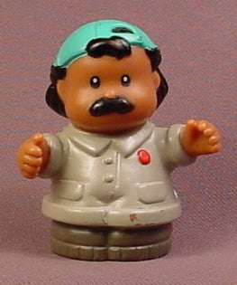 Fisher Price Little People 1997 Male Mechanic With Gray Coveralls & Turquoise Hat, Hispanic