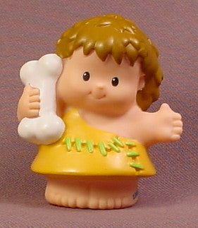 Fisher Price Little People 2005 Caveman Boy With Light Brown Hair, Green Stitching