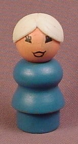 Fisher Price Vintage Mom Mother Or Teacher With White Hair In A Bun, Wood Body & Head