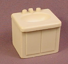Fisher Price Vintage Dollhouse White Vanity Sink Cabinet, 1 1/2 Inches Wide, 1 1/4 Inches Tall