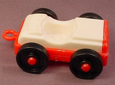 Fisher Price Vintage Single Seat Car with C-Hook Hitch, White Top, Red Base, Plastic Axles