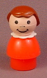 Fisher Price Vintage Girl With Dark Brown Sculpted Hair In A Bob, Red Body, 141 656