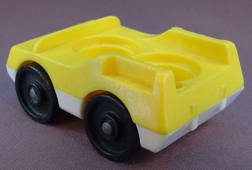 Fisher Price Vintage 2 Seat Car, Yellow Top, White Base, Seats Front To Back, 2551