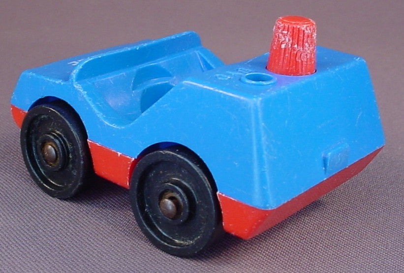 Fisher Price Vintage One Seat Police Car (B), Blue Top, Red Base, Bumper & Pretend Light