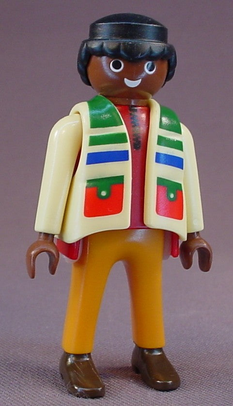 Playmobil Adult Male African American Ranger Figure In A Light Yellow Jacket With Pockets