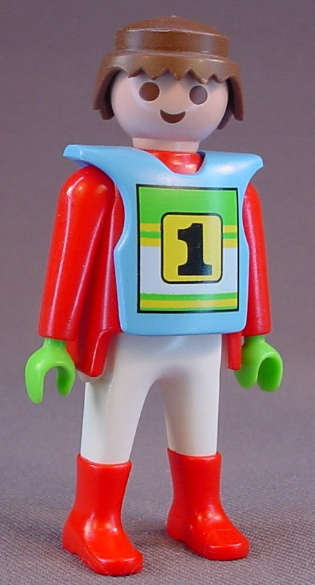 Playmobil Adult Male Motocross Motorcycle Racer Figure In A Blue Racing Jersey With "1" On The Front