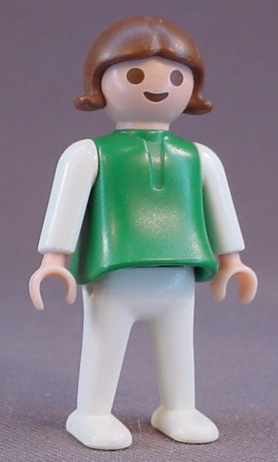 Playmobil Female Girl Child Classic Style Figure With White Arms & Legs, Brown Hair, Green Top, 3290