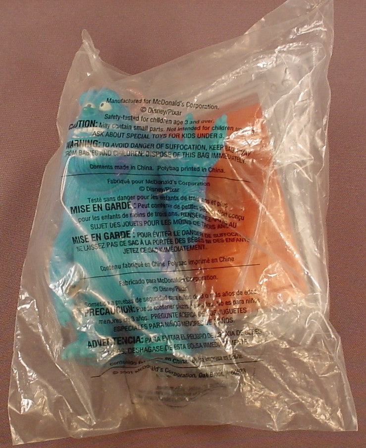 Disney Monsters Inc Sully Figure & An Orange Door Sealed In The Original Bag, James P. Sullivan, #1, 2001 McDonalds