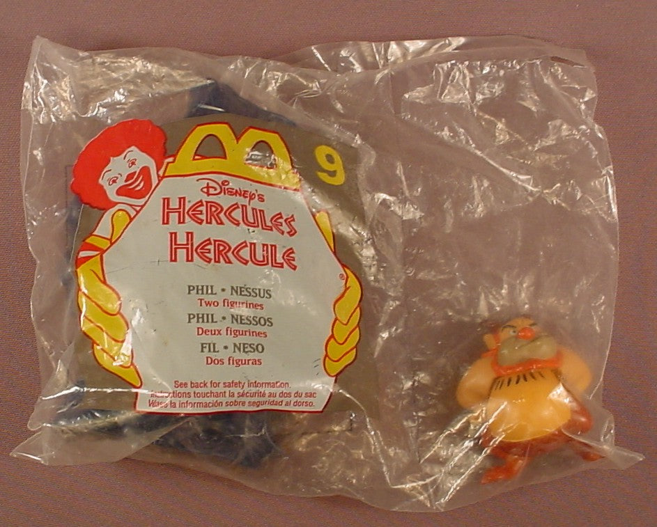 Disney Hercules Phil Figure And A 2 Piece Titan Case Toy Sealed In The Original Bag, #9, 1996 McDonalds