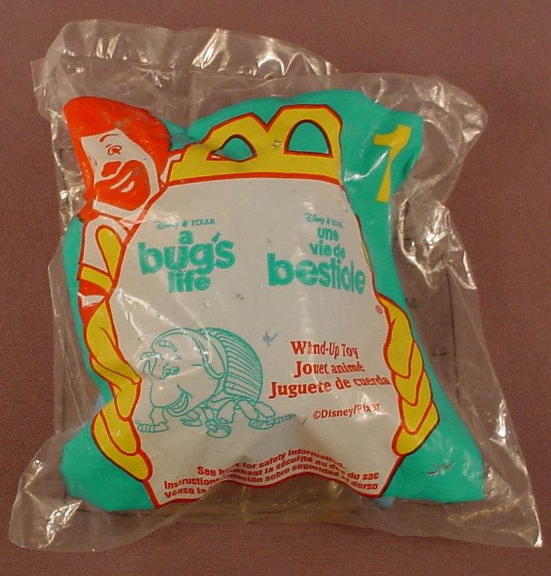 Disney A Bug's Life Wind-Up Dim Blue Beetle Toy Sealed In The Original Bag, #1, 1998 McDonalds