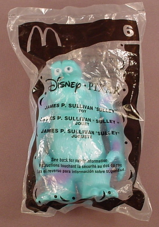 Disney Monsters Inc James P. Sullivan Sully Figure Sealed In The Original Bag, 6 Inches Tall, #6, 2005 McDonalds