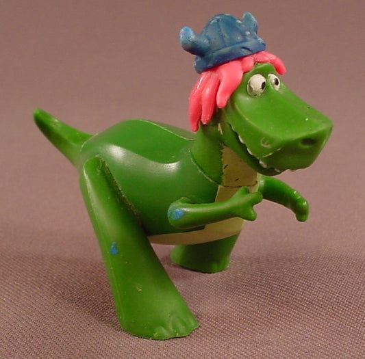 Disney Toy Story Rex Dinosaur Wearing A Pink Wig & Viking Helmet Rubbery Figure, 3 Inches Tall, T-Rex