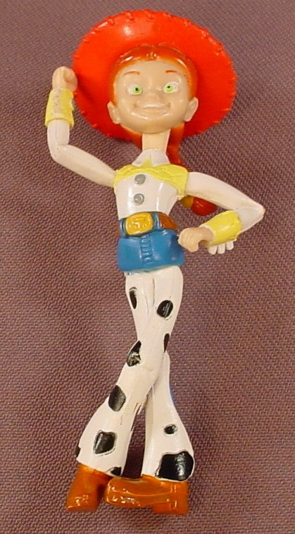 Disney Toy Story Jessie Holding Her Hat PVC Figure, Legs Crossed, 3 1/2 Inches Tall, Pixar, Figurine