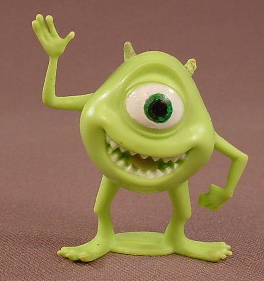 Disney Monsters Inc Mike Wazowski PVC Figure With One Hand Raised, 2 Inches Tall, Figurine