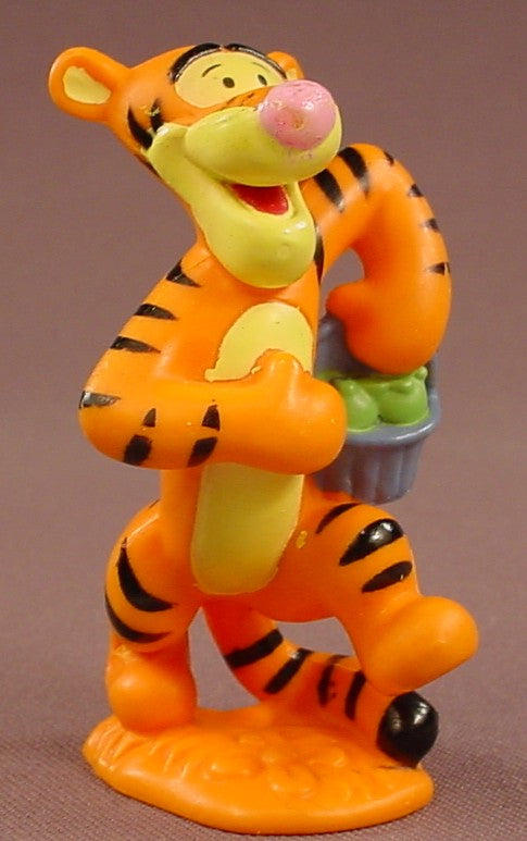 Disney Winnie The Pooh Tigger With A Pail Of Green Apples PVC Figure On A Base, 3 Inches Tall, Figurine