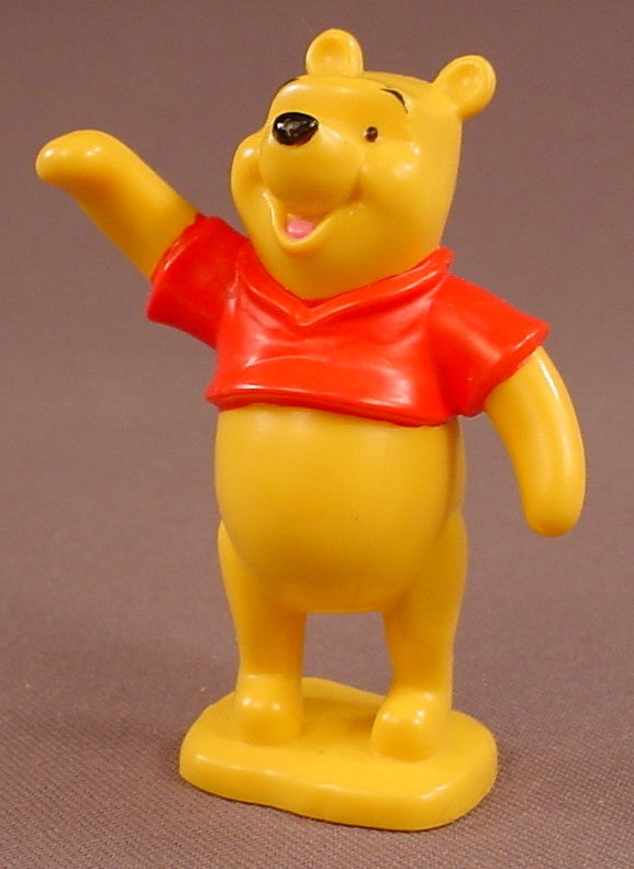 Disney Winnie The Pooh With One Arm Raised PVC Figure On A Base, 3 Inches Tall, 2000, Figurine
