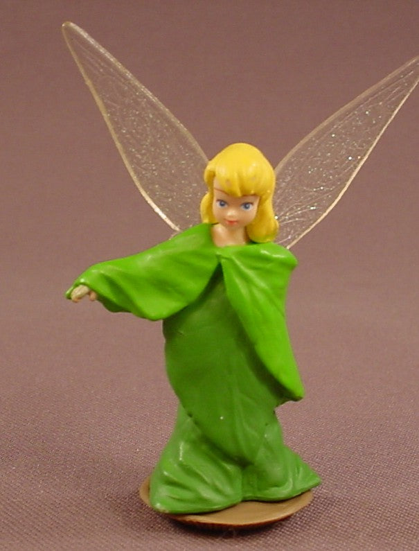 Disney Fairies Tinkerbell Wearing Leaf Clothes & Cloak PVC Figure On A Base, 2 4/4 Inches Tall, 2010 Jakks, Fairy