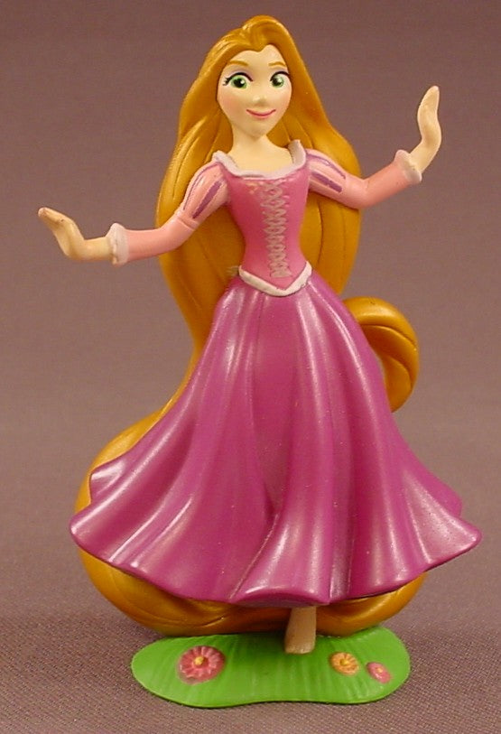 Disney Tangled Movie Rapunzel Dancing On A Grass Base With Flowers PVC Figure, 3 3/4 Inches Tall, Figurine