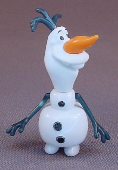 Disney Frozen Movie Olaf The Snowman With A Rubber Carrot Nose PVC Figure, Round Buttons, Mattel, 2 1/4 Inches Tall