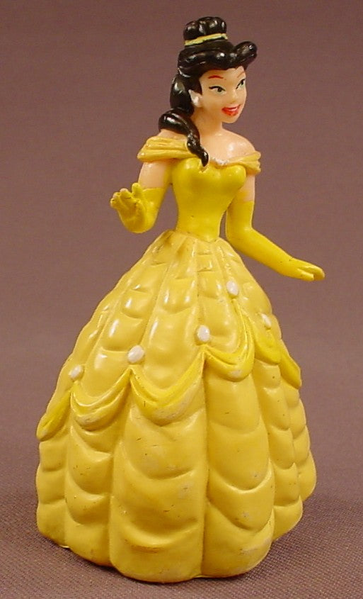 Disney Beauty & The Beast Belle Wearing A Yellow Ball Gown With White Dots PVC Figure, 3 1/2 Inches Tall, Figurine