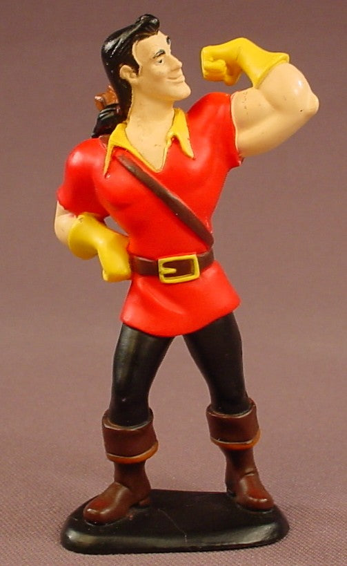 Disney Beauty & The Beast Gaston Flexing His Biceps PVC Figure On A Black Base, Has An Arrow Quiver On His Back, 4 Inches Tall