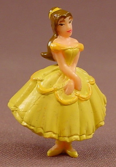 Disney Beauty & The Beast Belle In A Yellow Ball Gown Mini Hard Plastic Figure, 1 1/2 Inches Tall, Figurine