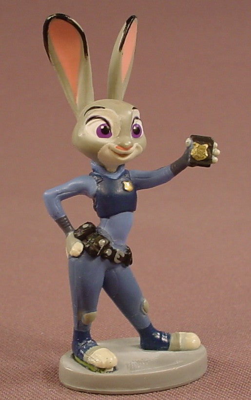 Disney Zootopia Judy Hopps Rabbit Police Officer Showing Her Badge PVC Figure On A Base, 3 Inches Tall, Figurine