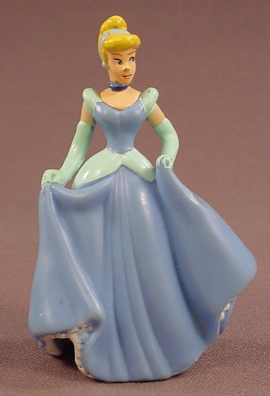 Disney Cinderella In A Blue & Aqua Blue Green Ball Gown PVC Figure, 3 1/8 Inches Tall, Decopac, Figurine