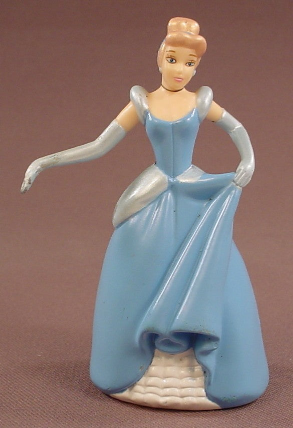 Disney Cinderella In A Blue Ball Gown With Silver Blue Gloves, 3 1/2 Inches Tall, Figurine