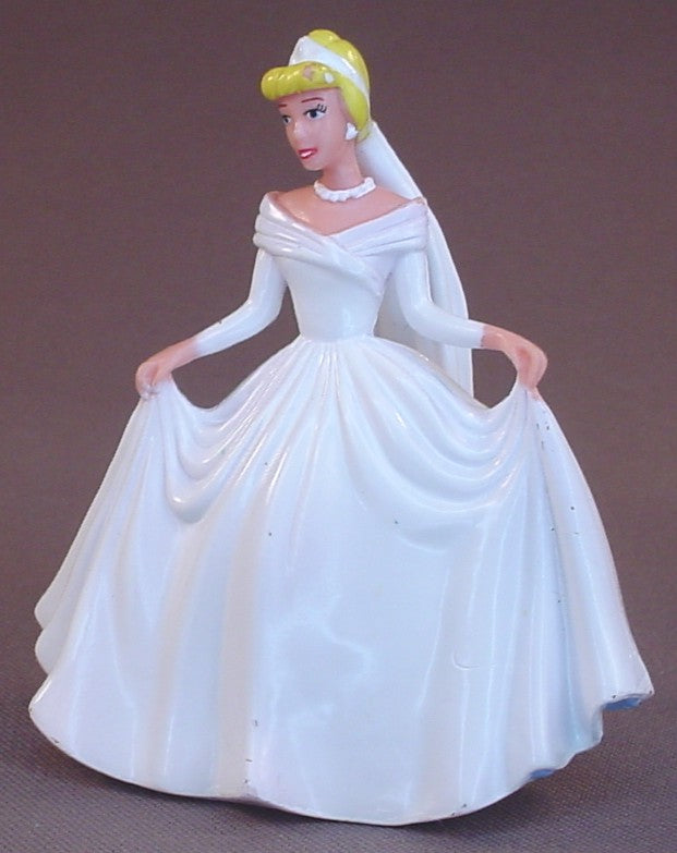 Disney Cinderella As A Bride Wearing A White Wedding Dress Or Gown PVC Figure3 1/2 Inches Tall, Figurine