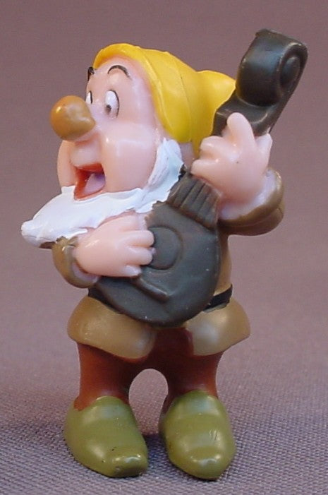Disney Snow White Sneezy Playing A Musical Instrument PVC Figure, 1 3/4 Inches Tall, Dwarves, Figurine