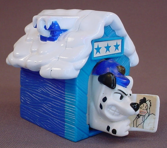 Disney 101 Dalmatians Dog In A Blue Dog House With Snow On The Roof, 2 1/2 Inches Tall, 102, McDonalds