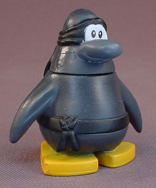 Disney Club Penguin Black Ninja PVC Figure, 2 Inches Tall, Jakks, Has Mix & Match Sections
