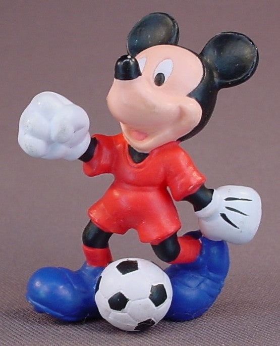 Disney Mickey Mouse Playing Soccer PVC Figure, 2 1/2 Inches Tall, Football, Figurine