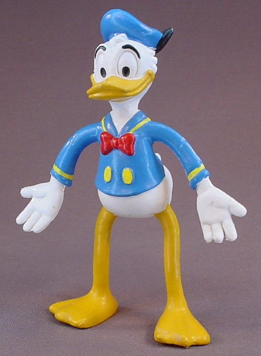 Disney Donald Duck Bendy Figure, 4 3/4 Inches Tall, Vintage 1986 Walt Disney Co, Bully, West Germany, Figurine