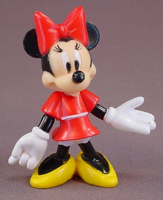 Disney Minnie Mouse In A Red Dress PVC Figure, 2 1/4 Inches Tall, The Head & Arms Move, Figurine