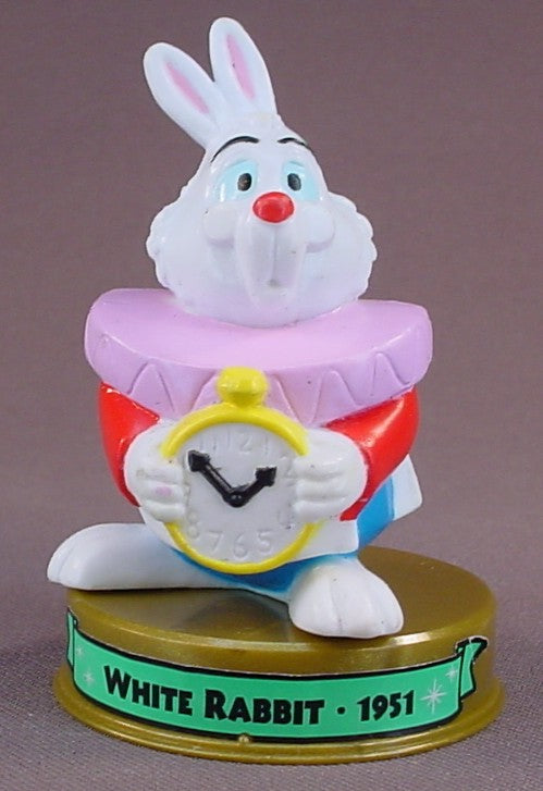 Disney 100 Years Of Magic White Rabbit PVC Figure On A Base, Walt Disney World, Alice In Wonderland Movie, 2002 McDonalds