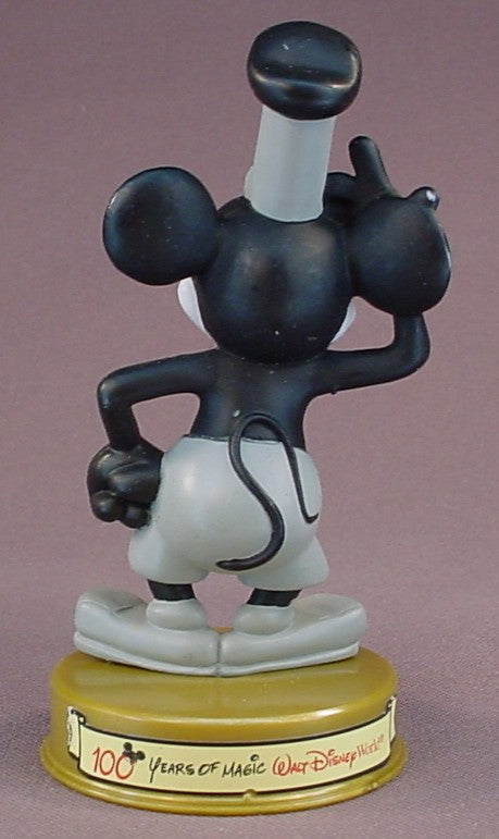 Disney 100 Years Of Magic Steamboat Willie Mickey Mouse PVC Figure On A Base, Walt Disney World, 2002 McDonalds