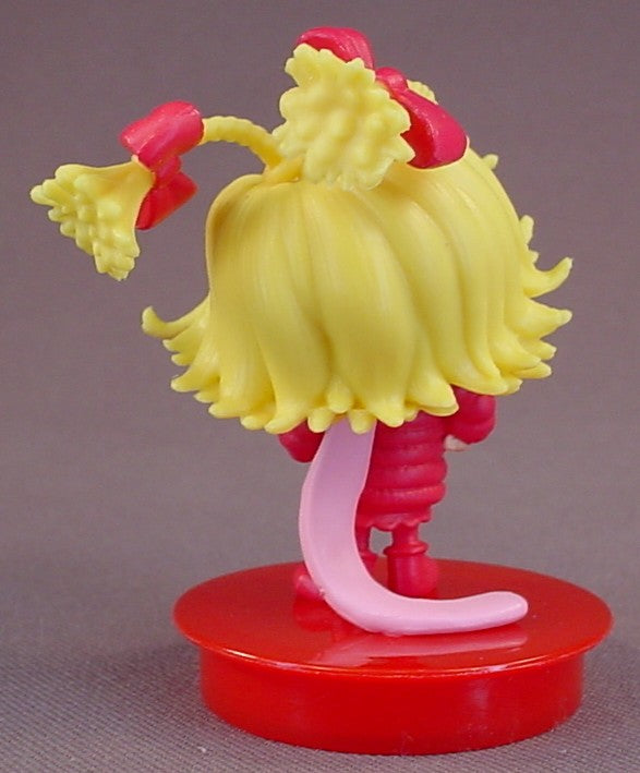 Dr Seuss The Grinch Movie Cindy Lou Who PVC Figure On A Red Round Base, 2 3/4 Inches Tall, 2018 Snapco