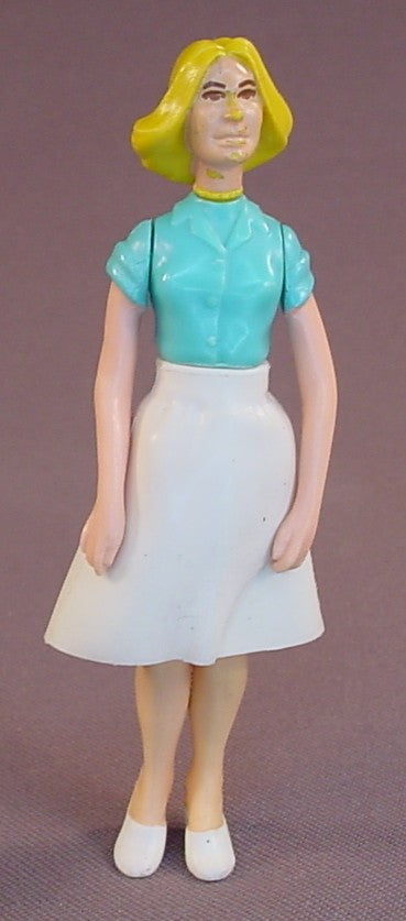 Fisher Price Vintage 250 Dollhouse Mom Or Mother Figure, 3 7/8 Inches Tall, Has A Tear In Her Vinyl Skirt, 1978, Doll House