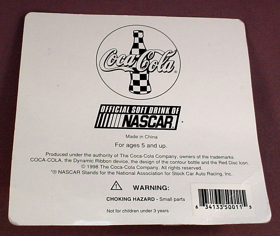 Coca-Cola Nascar 1:64 Scale Die-Cast Car In The Package, 1998, The Package Is Partially Open, Diecast