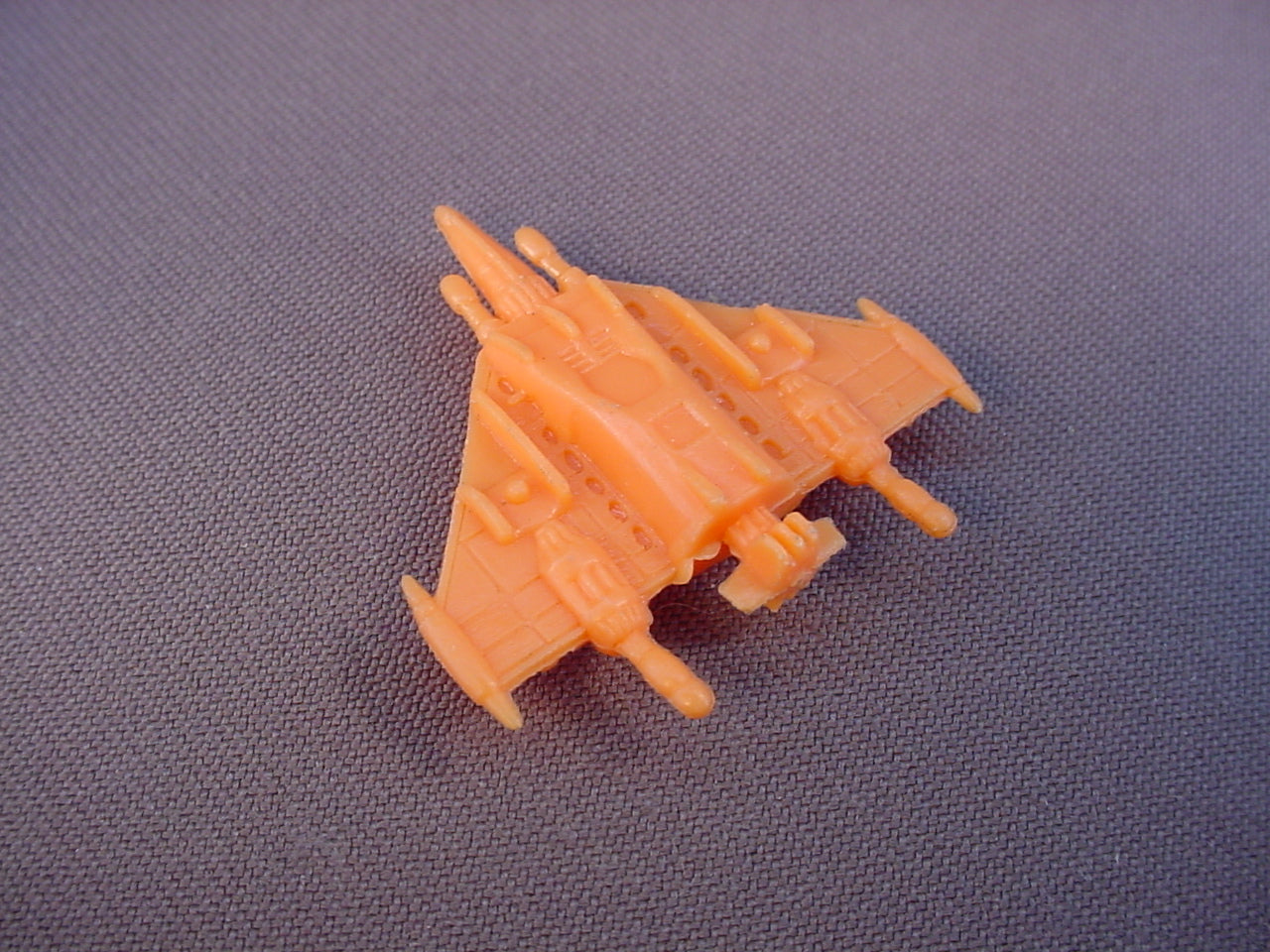 Micro Machines Size San Kuo Kai Orange Space Ship, 1982 Peru, 1 5/8 Inches Long
