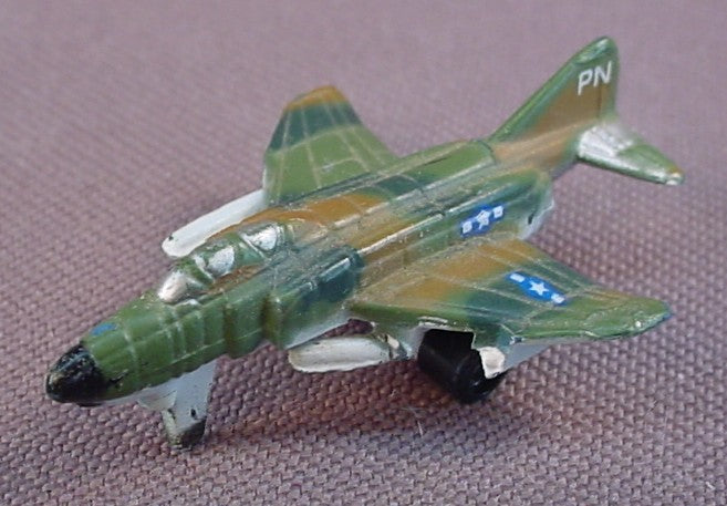 Micro Machines Military F-4 Phantom II Fighter Jet In Green & Brown Camo Colors, Airplane, Aircraft, 1987 Galoob