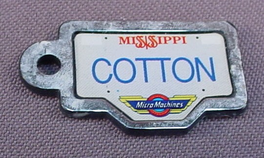 Micro Machines Mississippi License Plate Keychain Part Accessory, 1990 Galoob, Key Chain