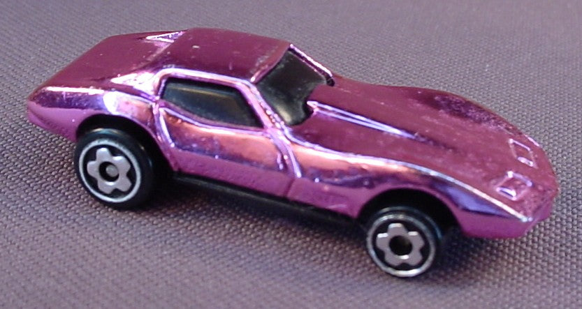 Micro Machines Hot Wheels 1989 Corvette Stingray, Pink Chrome, Micro Chroma Racers, 2 Inches Long, Diecast Metal, Die Cast
