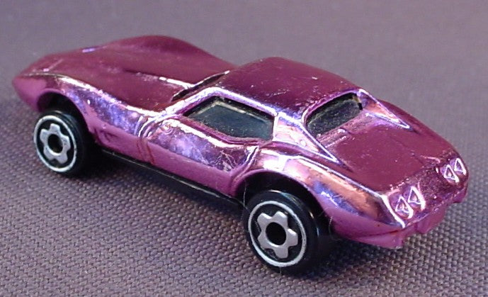 Micro Machines Hot Wheels 1989 Corvette Stingray, Pink Chrome, Micro Chroma Racers, 2 Inches Long, Diecast Metal, Die Cast