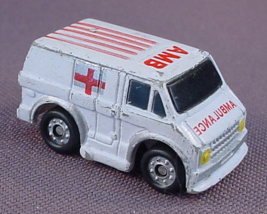 Micro Machines 1988 Funrise White & Red 1970's Chevy Ambulance Van