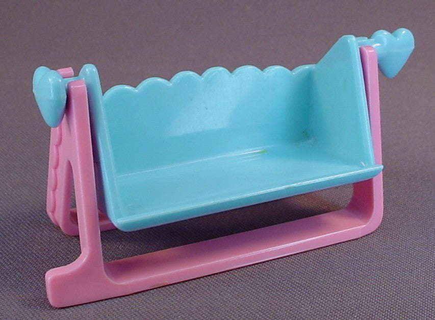 So Small Baby Pink & Blue Swinging Bench Or Chair, 4 Inches Long, 1989 Lewis Galoob, So Small Babies