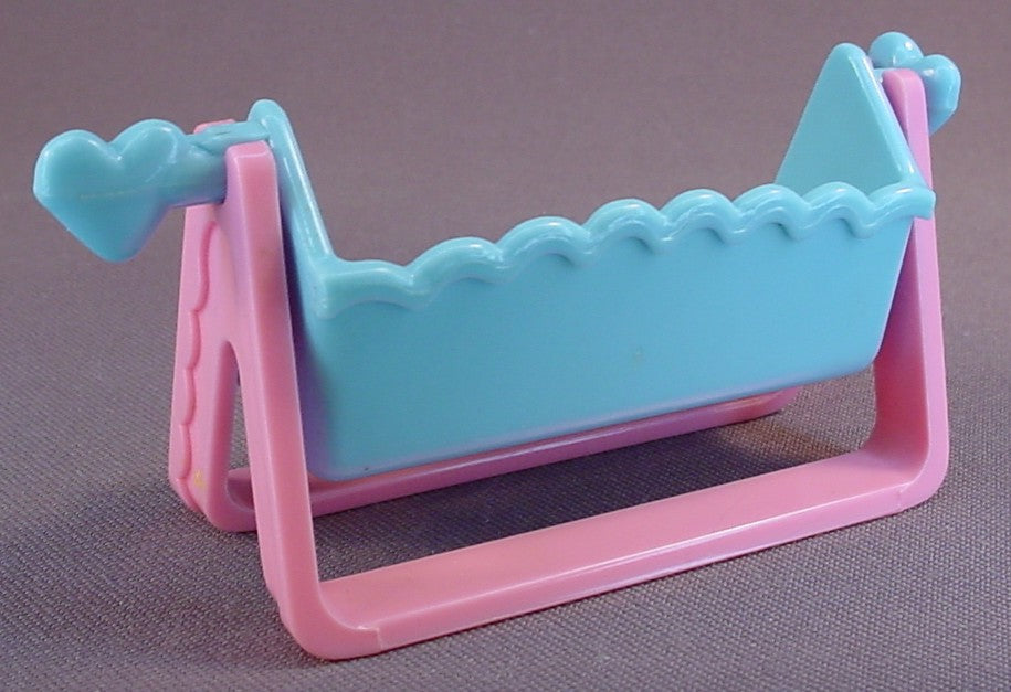 So Small Baby Pink & Blue Swinging Bench Or Chair, 4 Inches Long, 1989 Lewis Galoob, So Small Babies